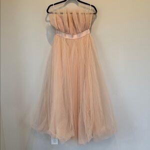 Girls Strapless Tulle Formal Dress in Peach